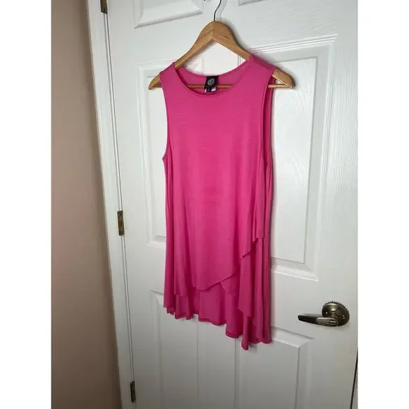 Bobeau Bright Pink Long Layered Sleeveless Tank Top Blouse Shirt Size Small - Picture 4 of 8